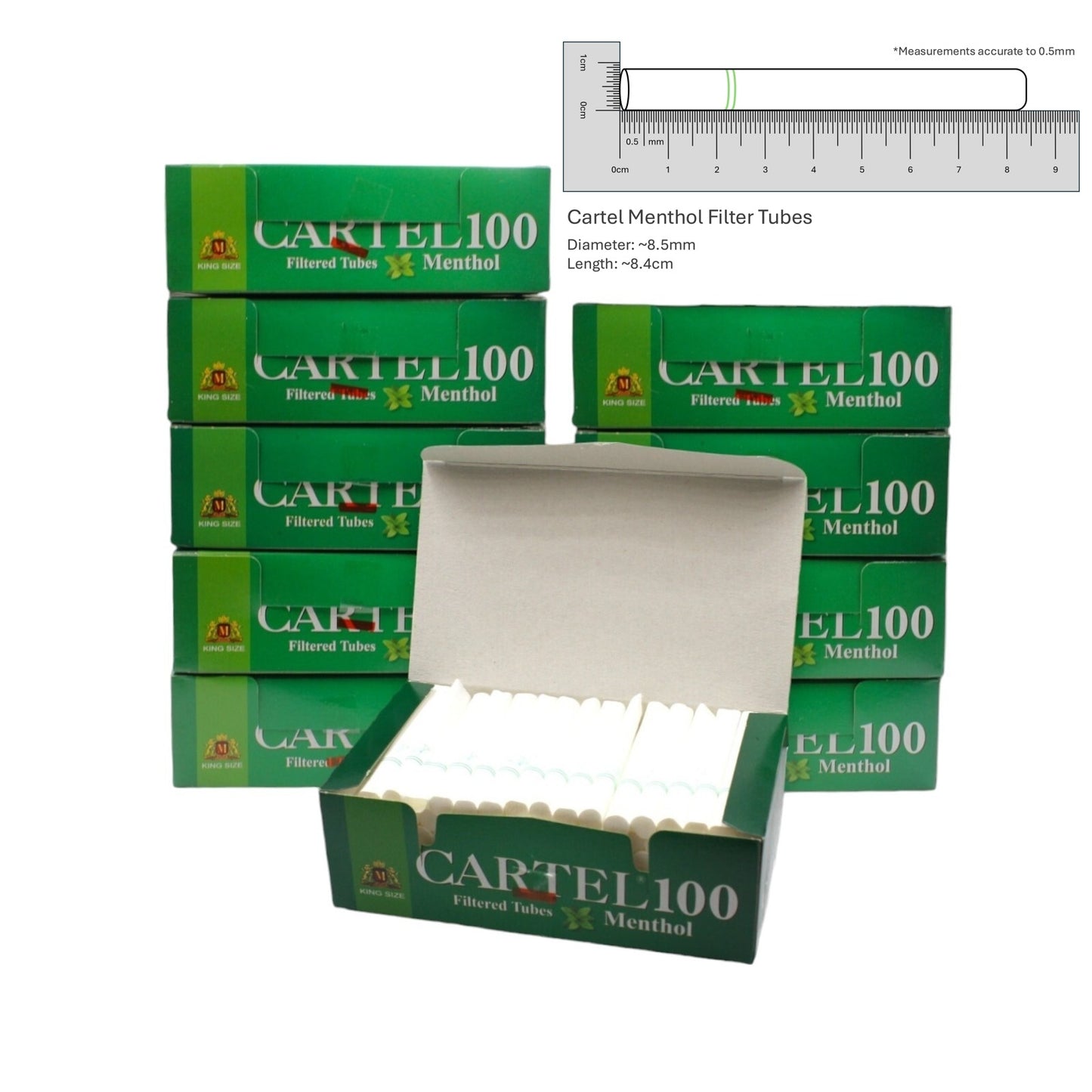 1000x Cartel Green Full Flavour Menthol Filter Tubes