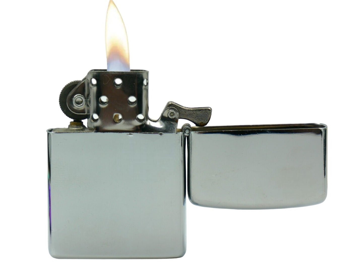 Silver Oil Lighter + Enuff Lighter Fluid Refill (133ml) + Zippo Wick, Flints