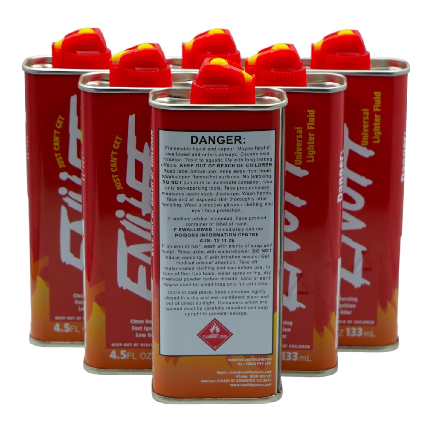 6 Packs Enuff Lighter Fluid Refill (133ml)