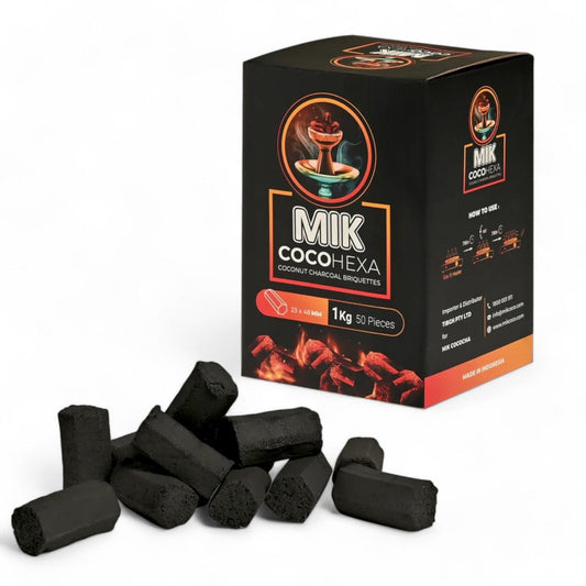 MIK Coco Hexagonal Shisha Charcoal - 1kg Box - Premium Natural Coconut Briquettes