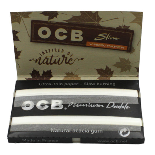 1 OCB Premium Black Double Regular Size Rolling Papers 100 Leaves