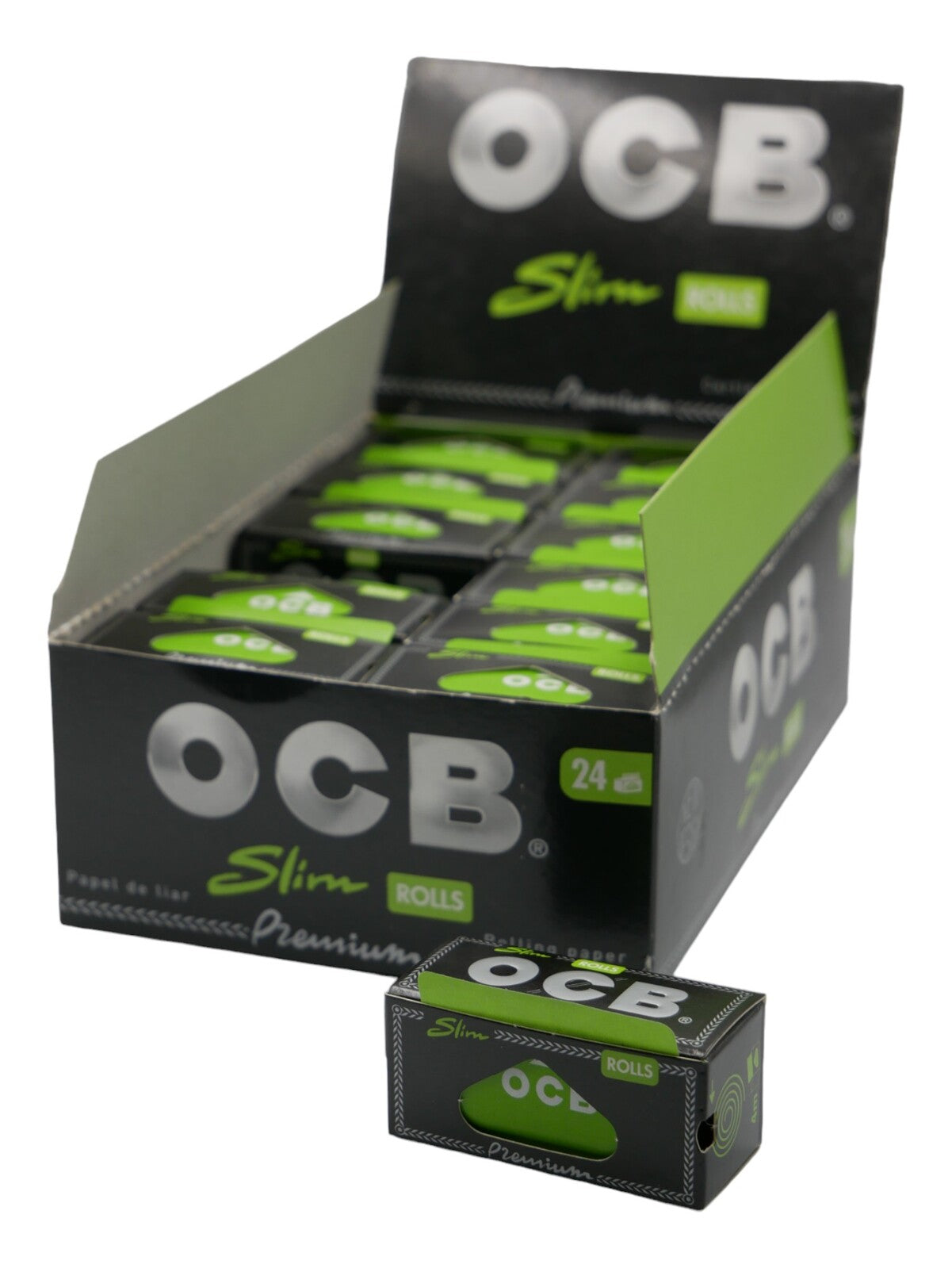 4 Packs OCB Black Premium Slim 4m Rolls - Ultra Thin Rolling Paper