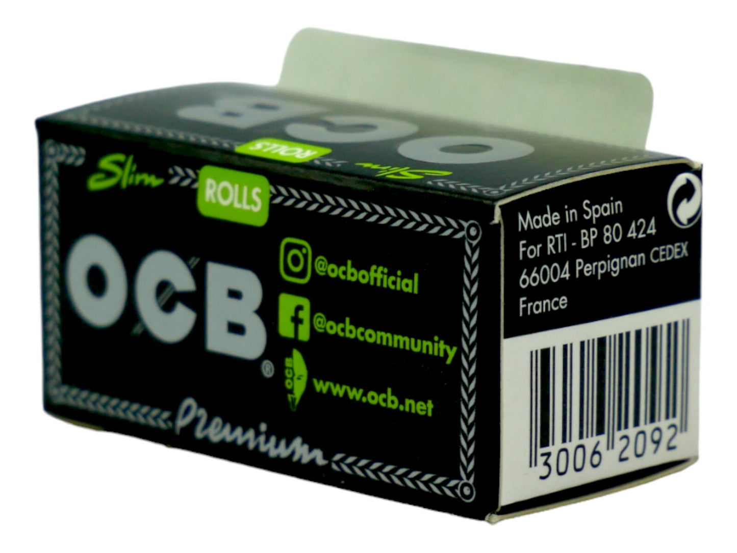 4 Packs OCB Black Premium Slim 4m Rolls - Ultra Thin Rolling Paper