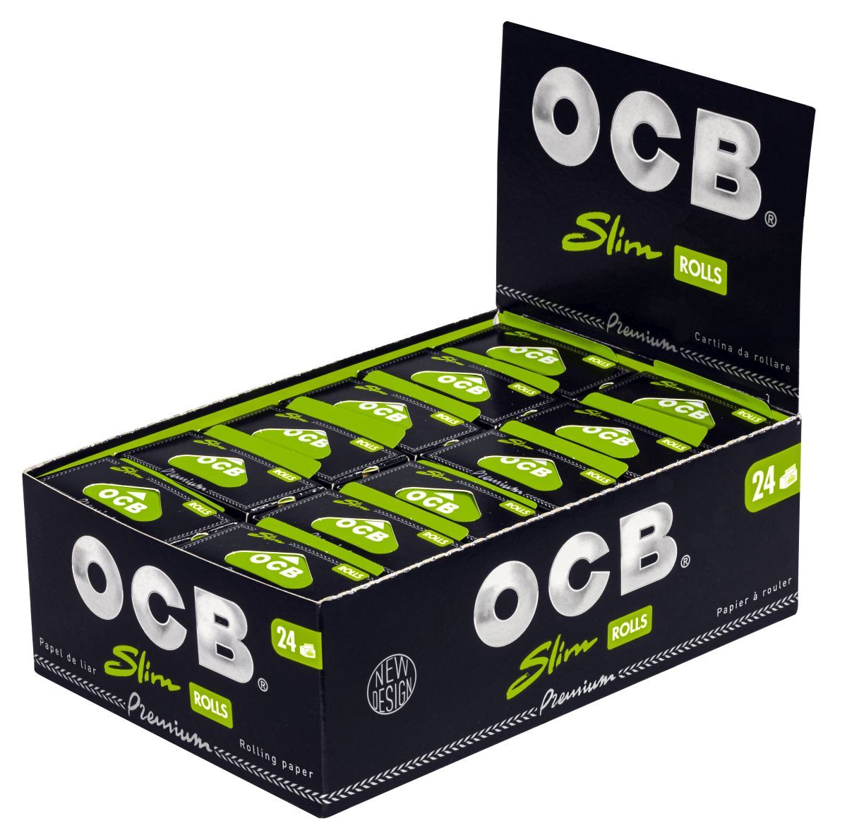 4 Packs OCB Black Premium Slim 4m Rolls - Ultra Thin Rolling Paper