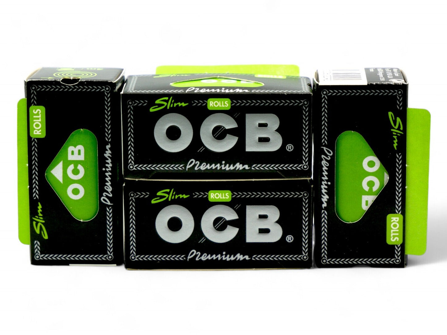 4 Packs OCB Black Premium Slim 4m Rolls - Ultra Thin Rolling Paper