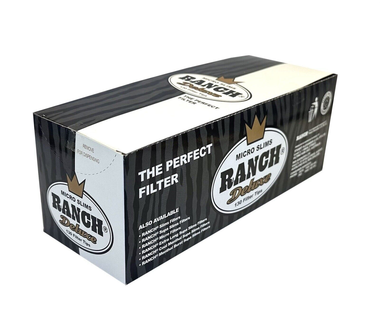 Box of 12 Ranch Deluxe Black Micro Slim Filters 1560 Tips