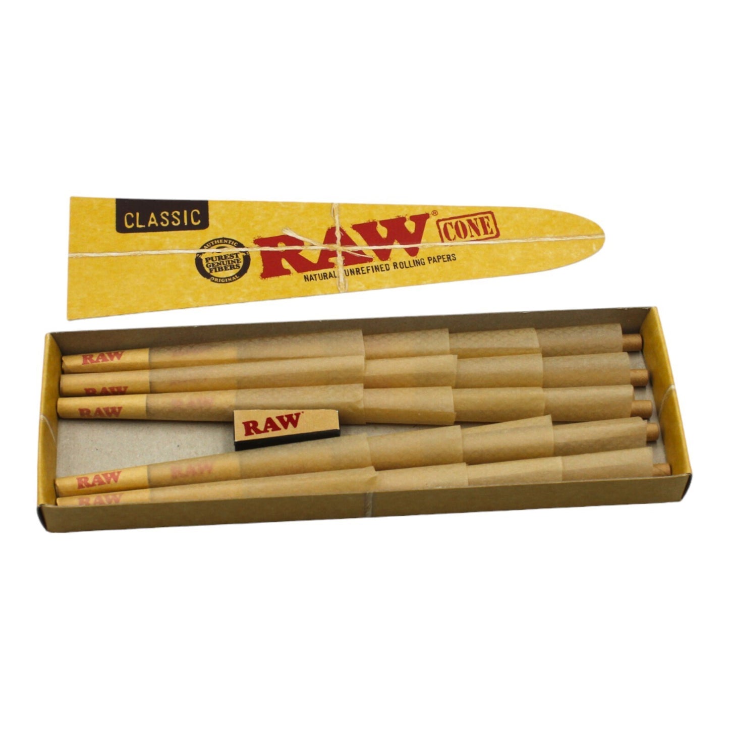 RAW Six Shooter with 40 1 1/4 Classic Natural Pre Rolled Cones + Free Tube