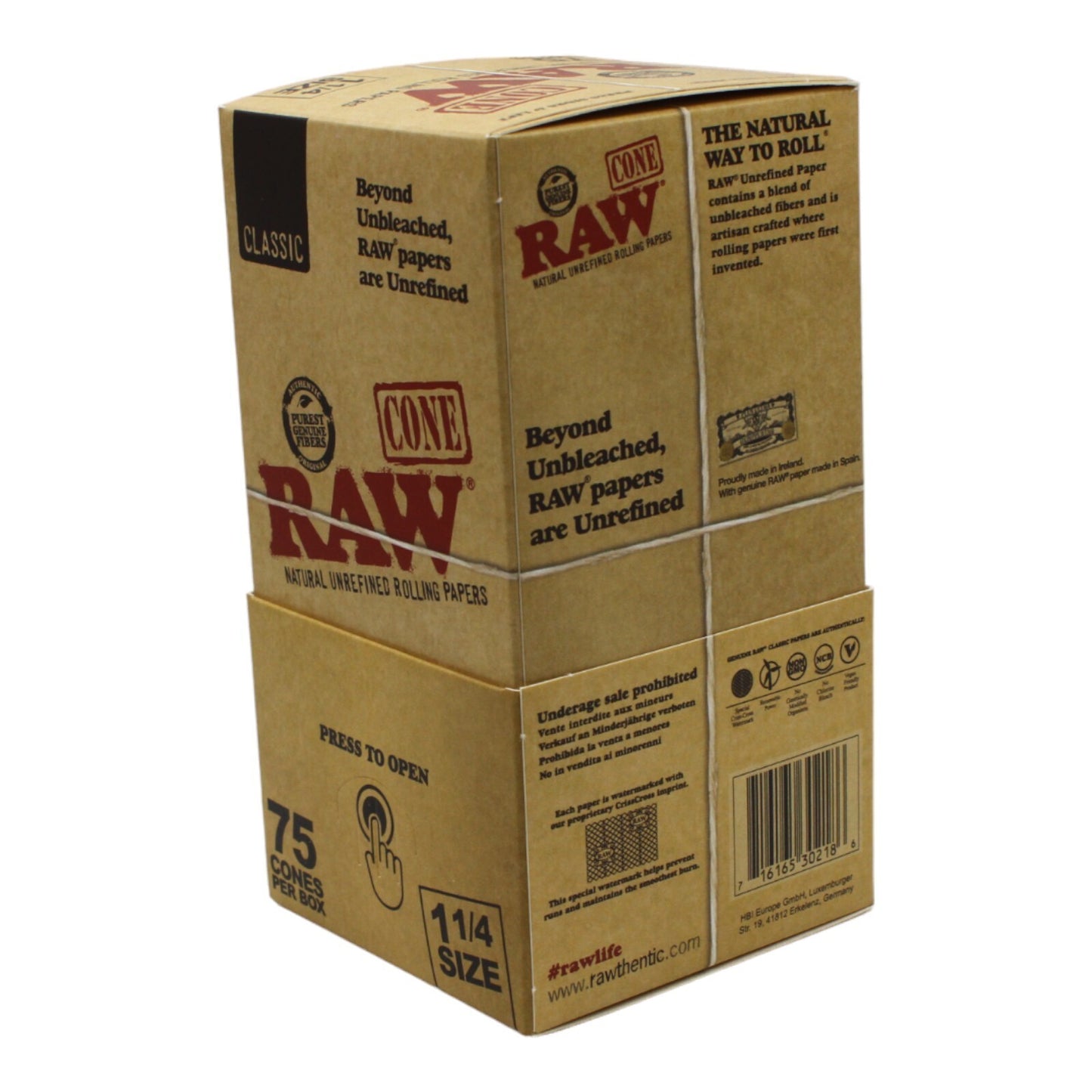 RAW 75 1 1/4 Classic Pre Rolled Cones with Tips + Six Shooter Machine + Tube