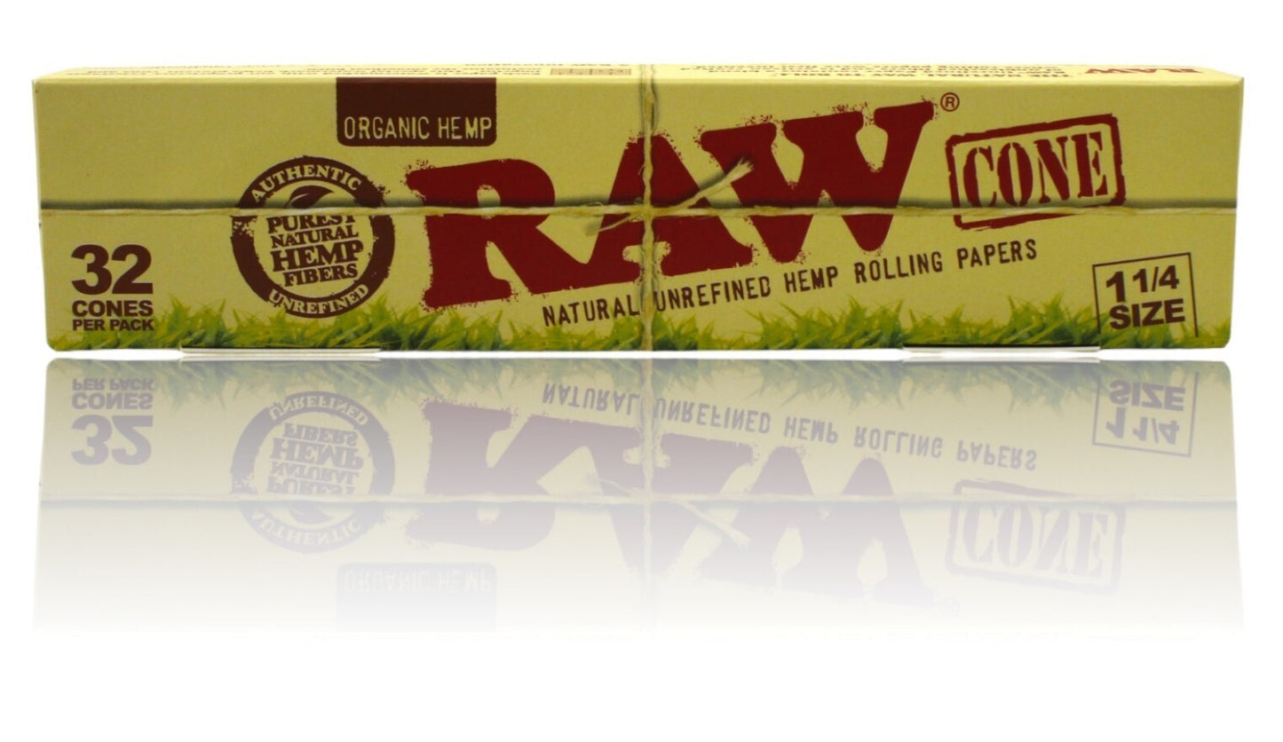 RAW Six Shooter with 64 1 1/4 Organic Natural Pre Rolled Cones + Free Tube