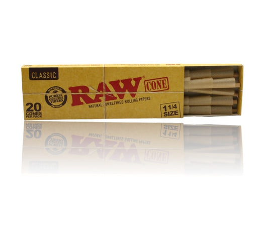 Raw Classic 1 1/4 Pre Rolled Paper Cones 20 Pack