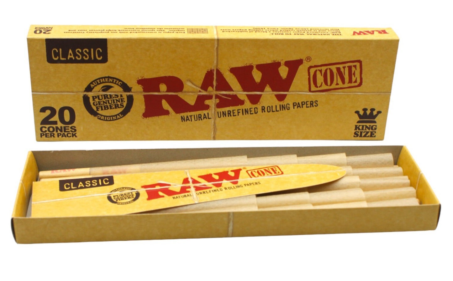 Raw Classic King Size Pre Rolled Cones 20 Pack