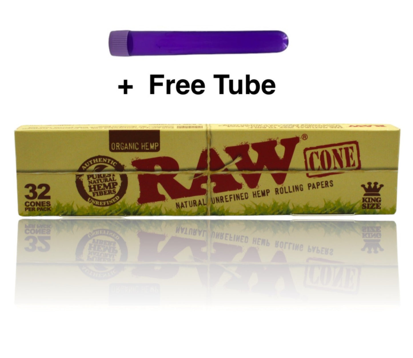 Raw Organic King Size Pre Rolled Cones 32 Pack + Tube