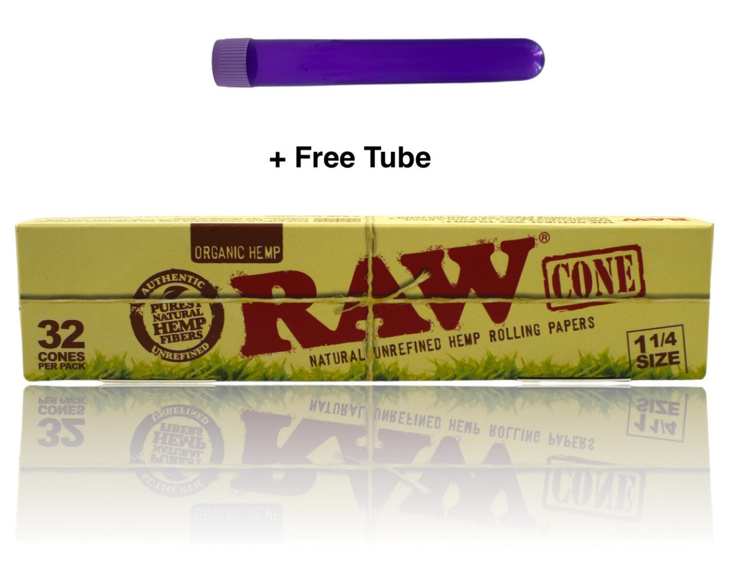 Raw Organic 1 1/4 Pre Rolled Cones 32 Pack + Tube