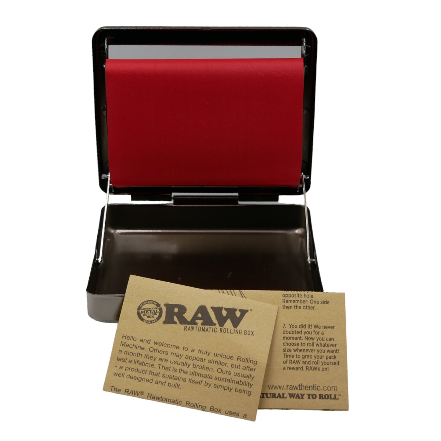 RAW 110mm King Size Automatic Metal Rolling Box - Black Chrome