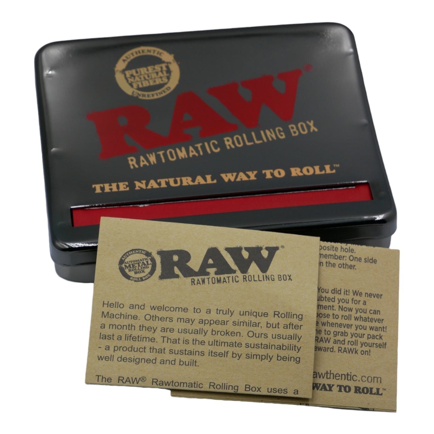 RAW 110mm King Size Automatic Metal Rolling Box - Black Chrome