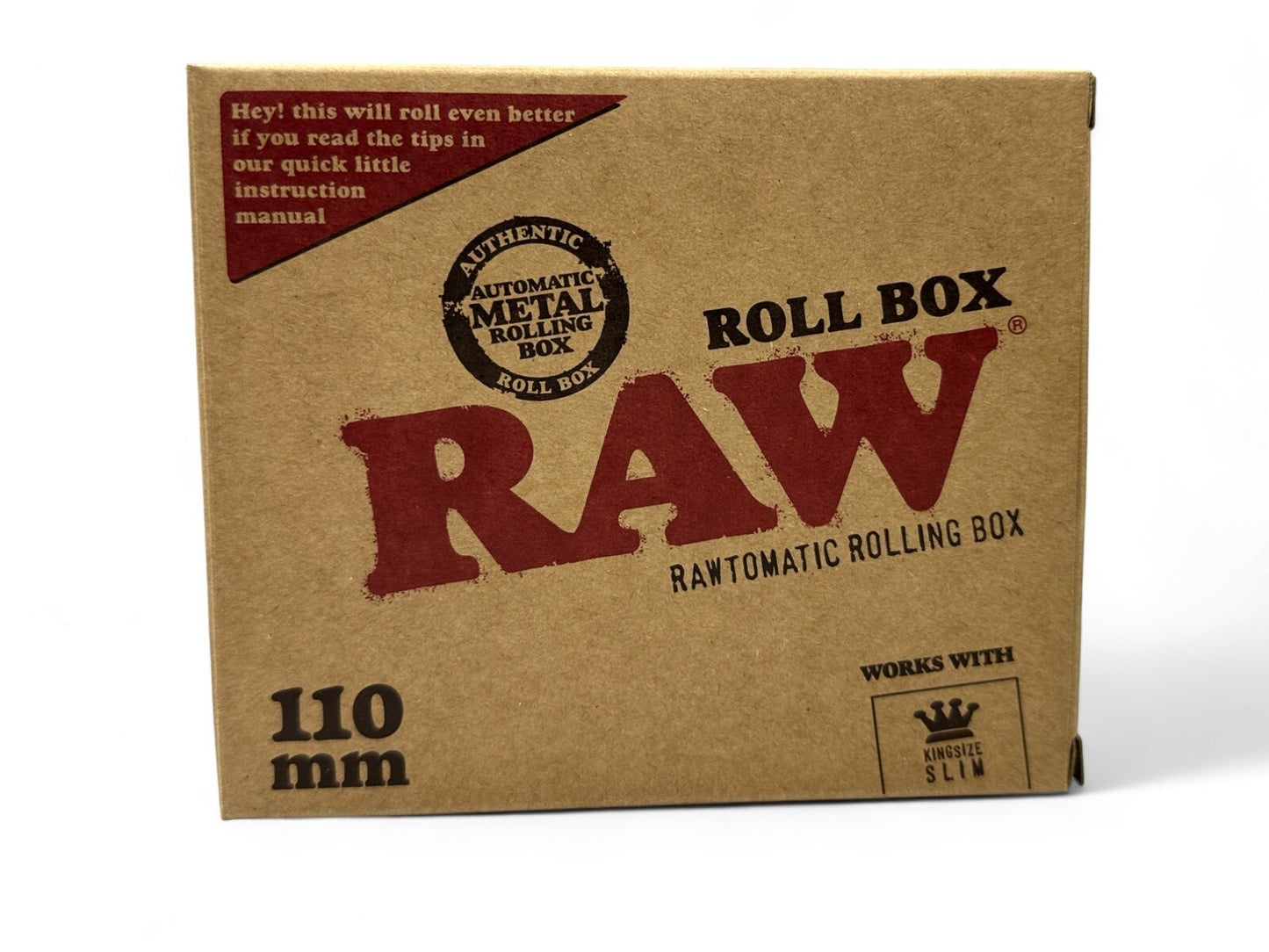 RAW 110mm King Size Automatic Metal Rolling Box - Black Chrome