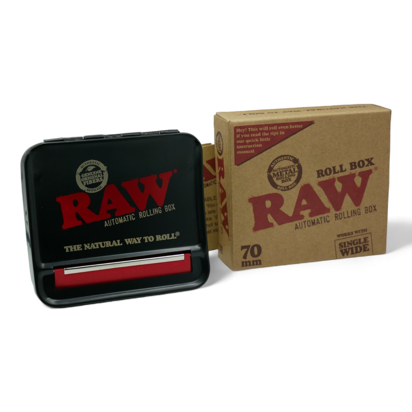 RAW 70mm Single Wide Automatic Metal Rolling Box - Black