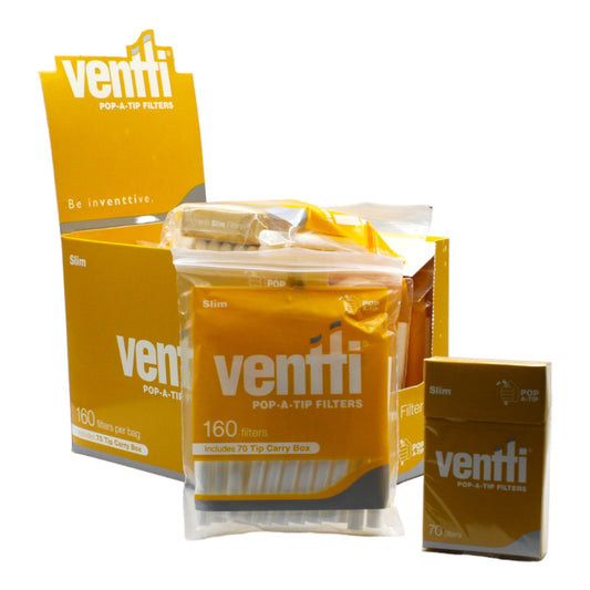 Ventti Pop A Tip Yellow Slim Filters - Box of 12