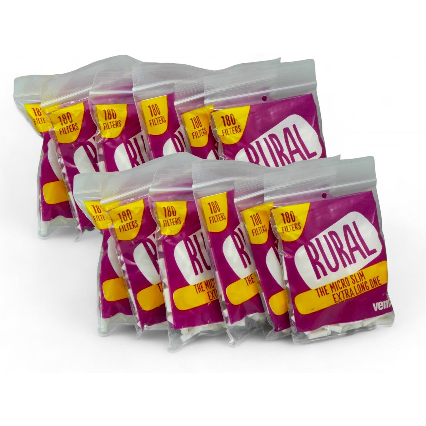 12 Packs Ventti Rural Micro Slim Extra Long Filters (180 Tips Per Bag)