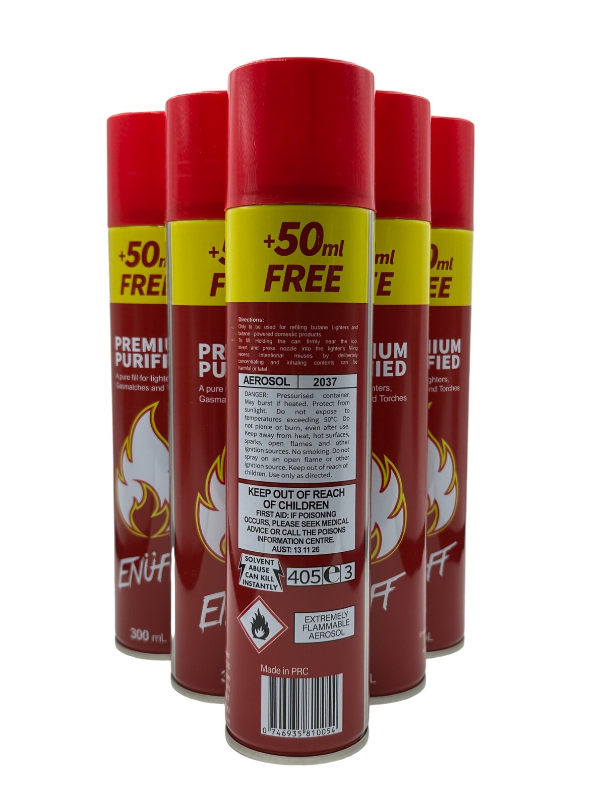 6 x Enuff Premium Butane Gas Refill 300ml - Universal