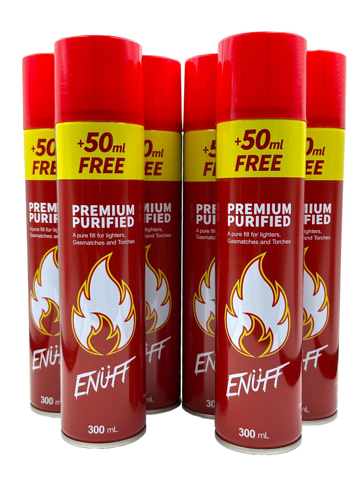 6 x Enuff Premium Butane Gas Refill 300ml - Universal