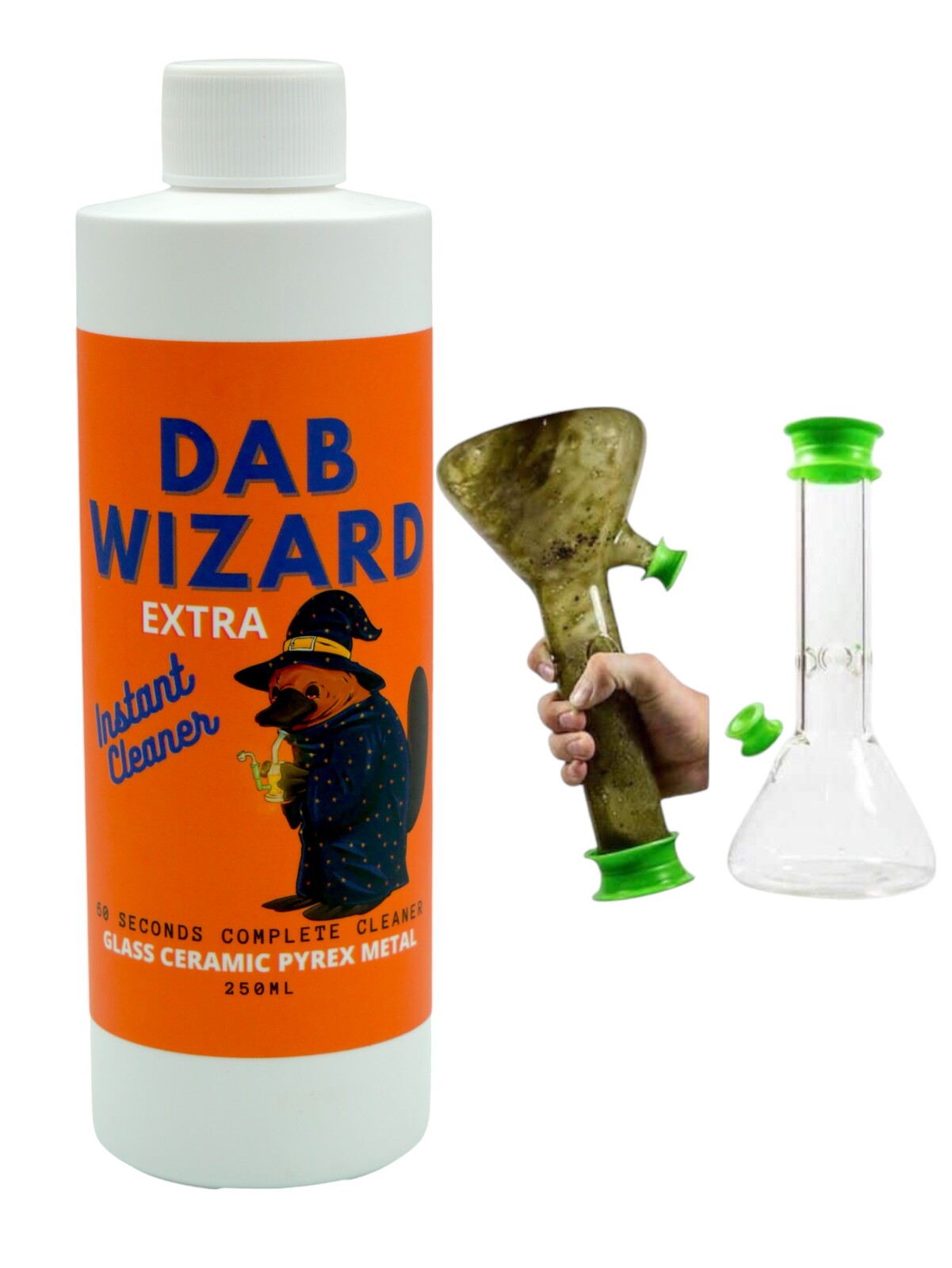 Dab Wizard Glass Cleaner Solution 250ml Ceramic Pyrex Metal Bong Water Pipe Wash