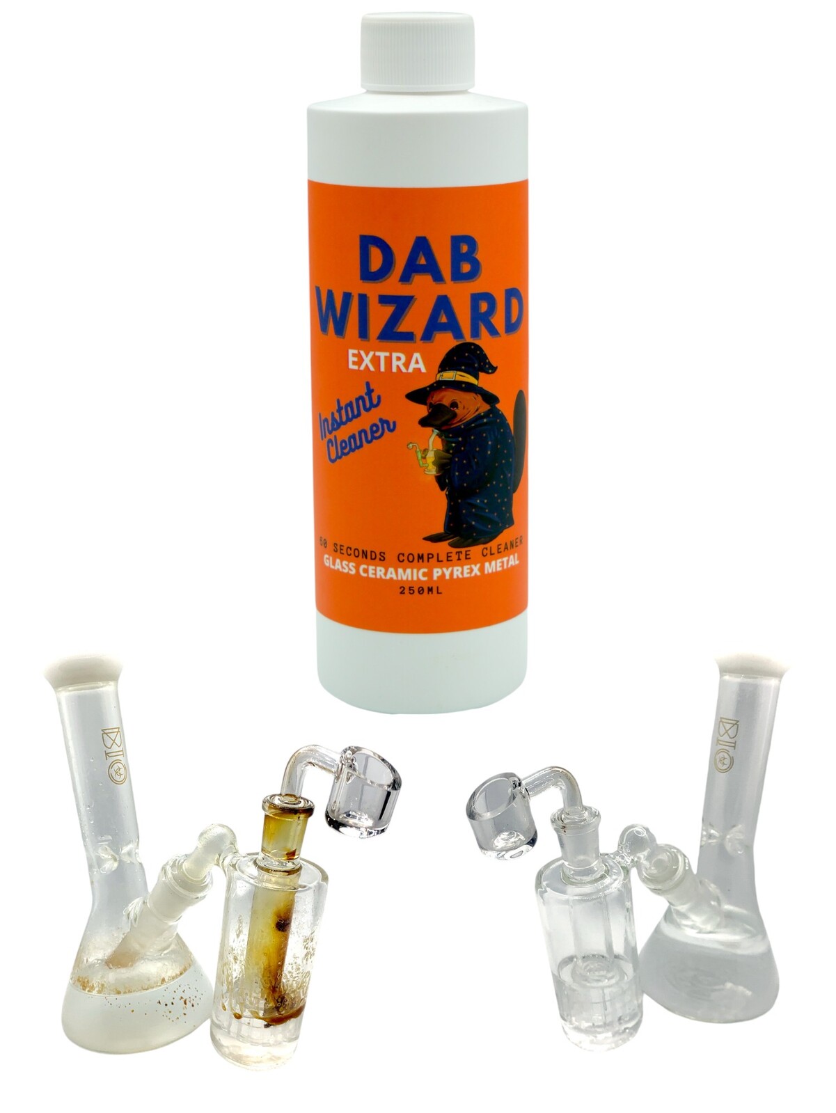 Dab Wizard Glass Cleaner Solution 250ml Ceramic Pyrex Metal Bong Water Pipe Wash