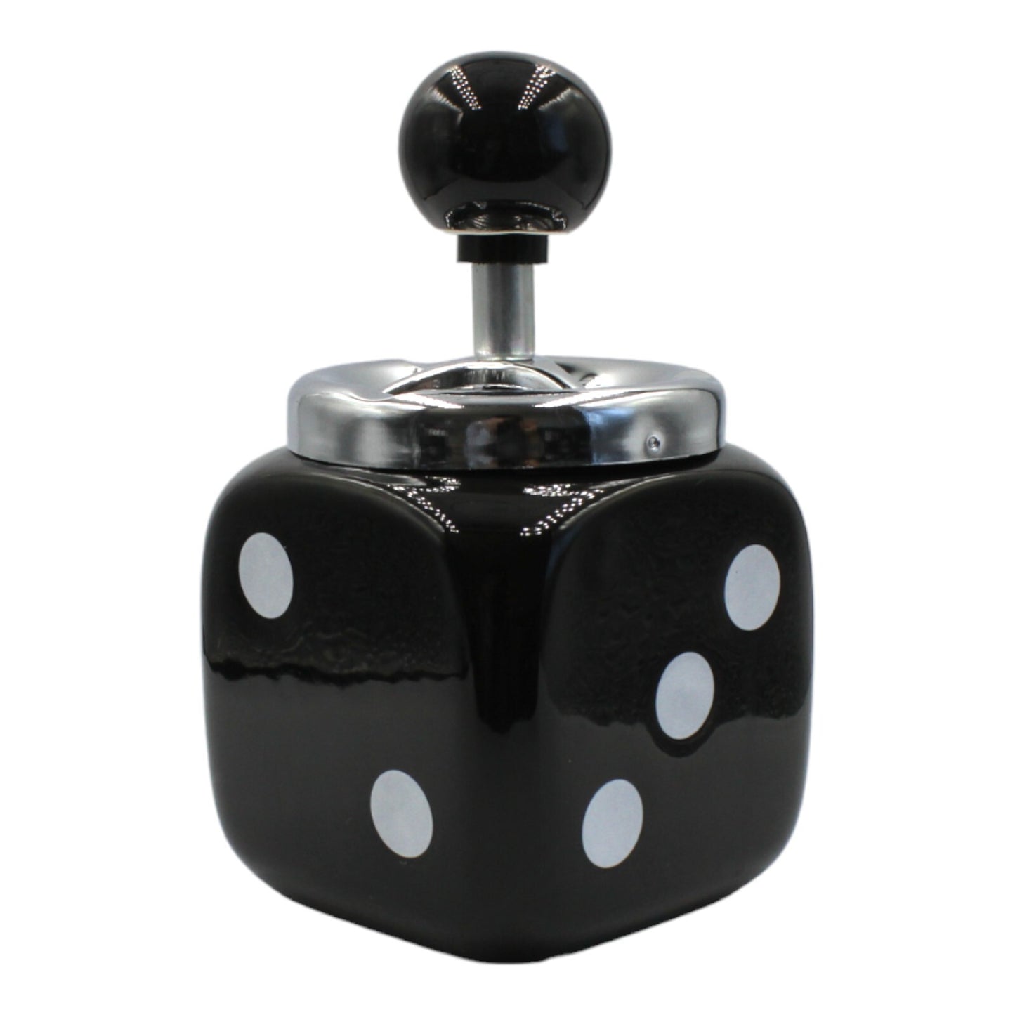 Vintage Black Ceramic Dice Ashtray - Outdoor/Indoor