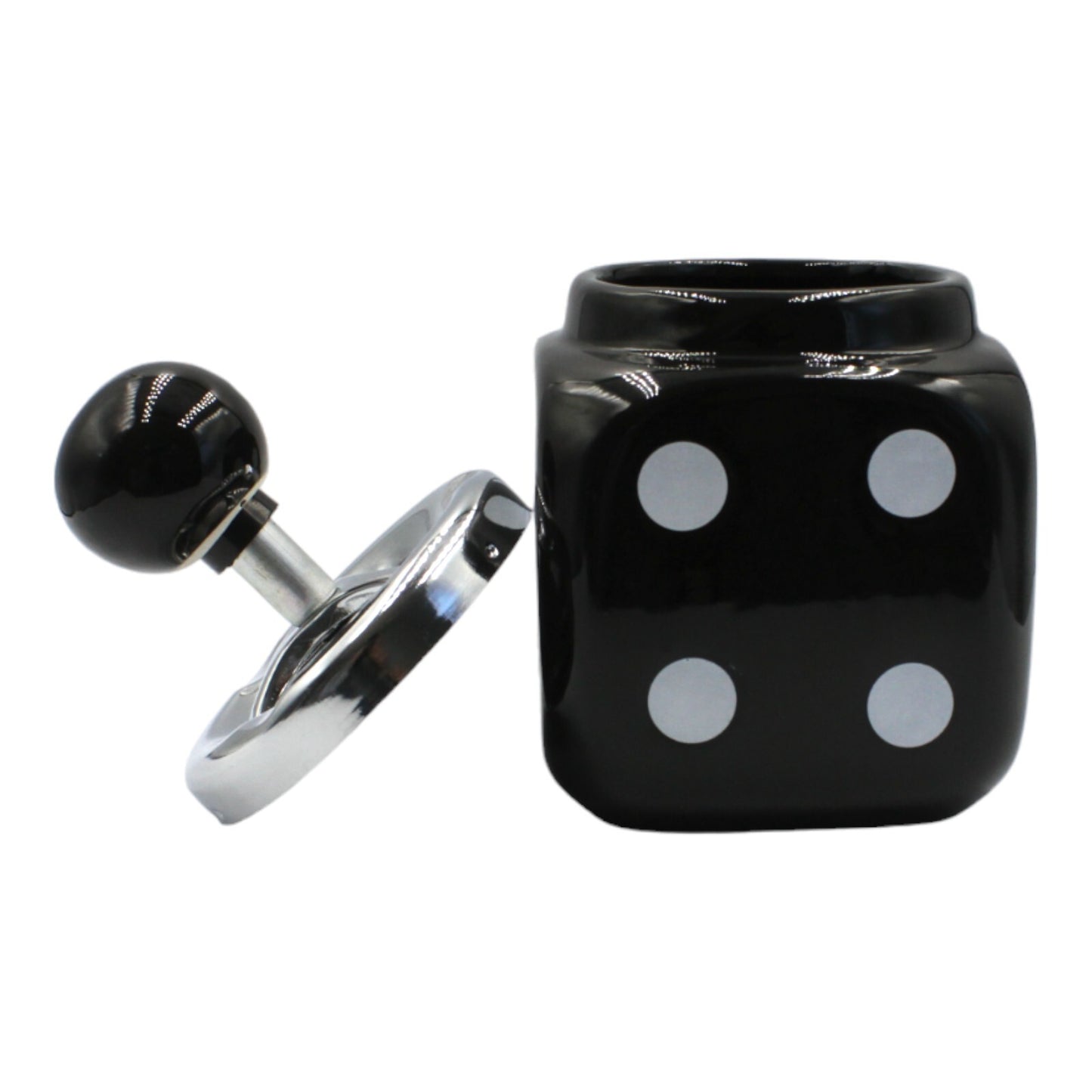 Vintage Black Ceramic Dice Ashtray - Outdoor/Indoor