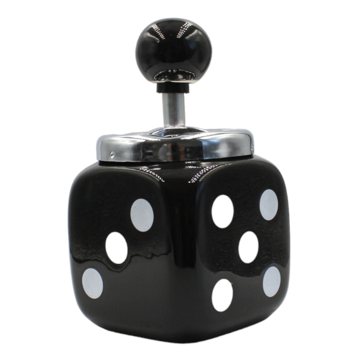 Vintage Black Ceramic Dice Ashtray - Outdoor/Indoor