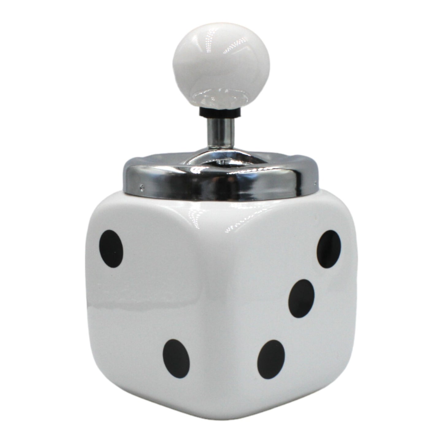 Vintage White Ceramic Dice Ashtray - Outdoor/Indoor