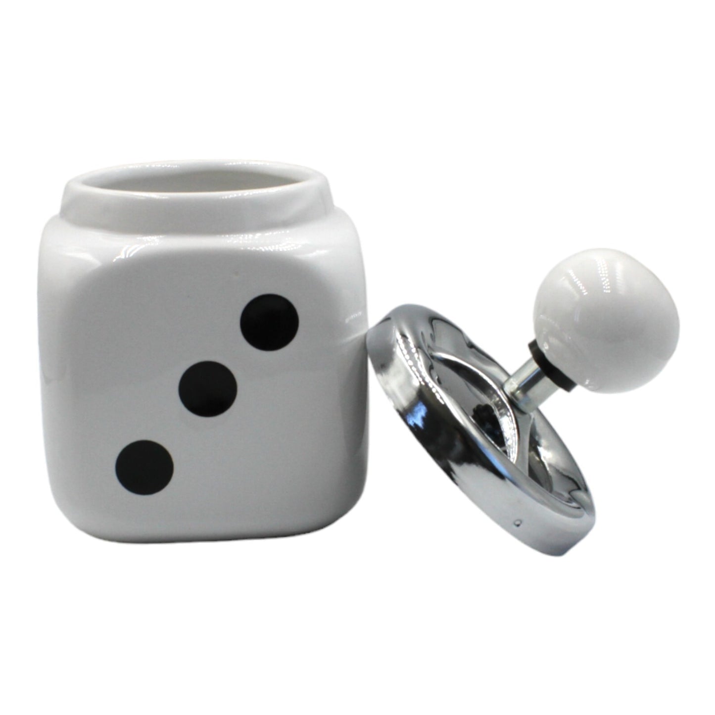 Vintage White Ceramic Dice Ashtray - Outdoor/Indoor