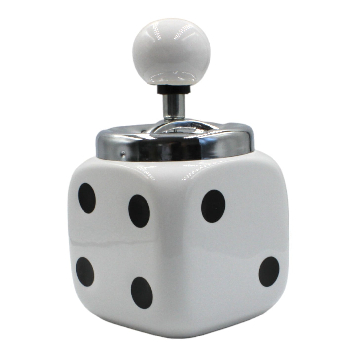 Vintage White Ceramic Dice Ashtray - Outdoor/Indoor