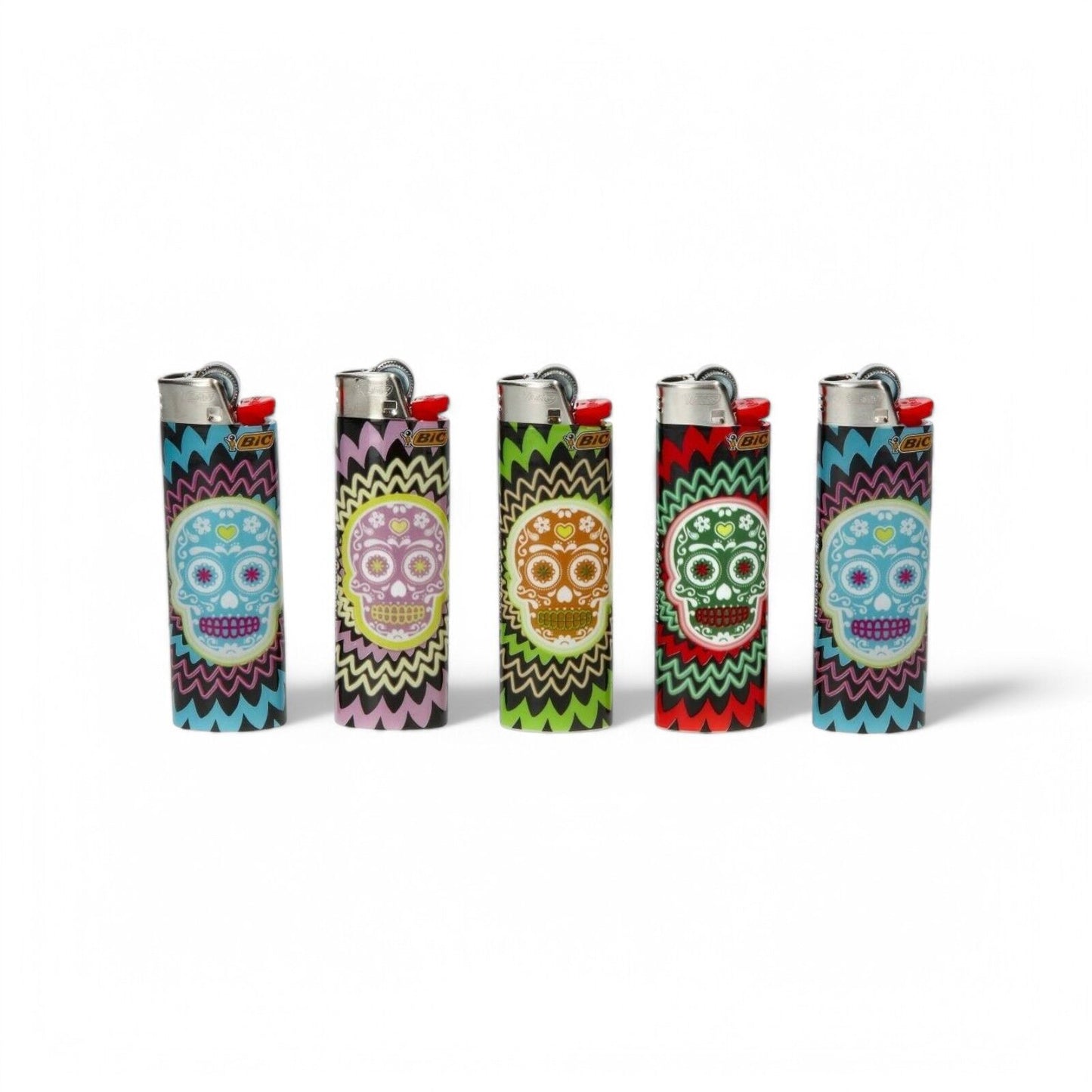 50x BIC Maxi Fluo Skull Lighters  Special Edition Pocket Lighters