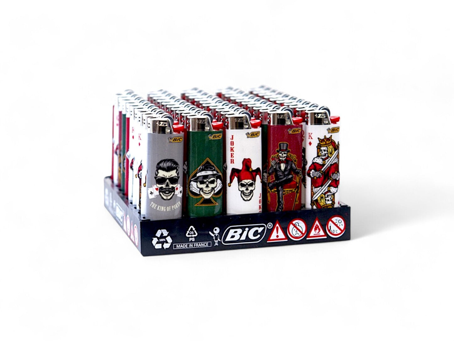 50x BIC Maxi Poker Club Skull Lighters