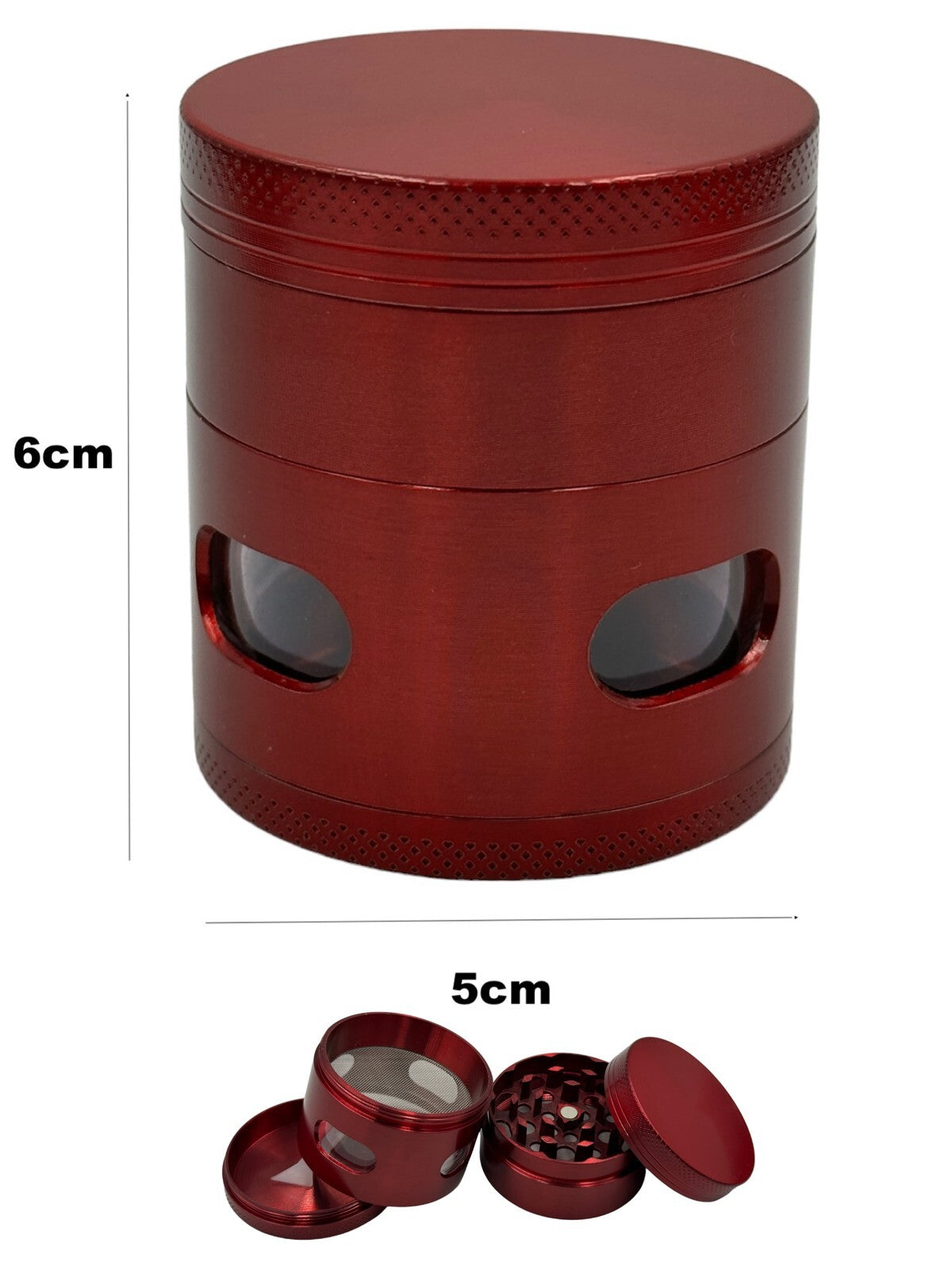 Red Herb Grinder 4-Layer Spice Tobacco Metal Crusher