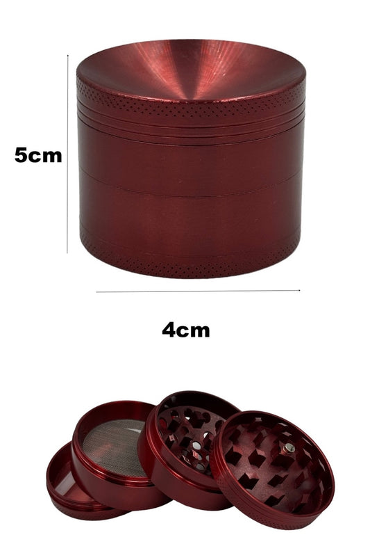 5cm Red Curved Herb Grinder 4 Layers