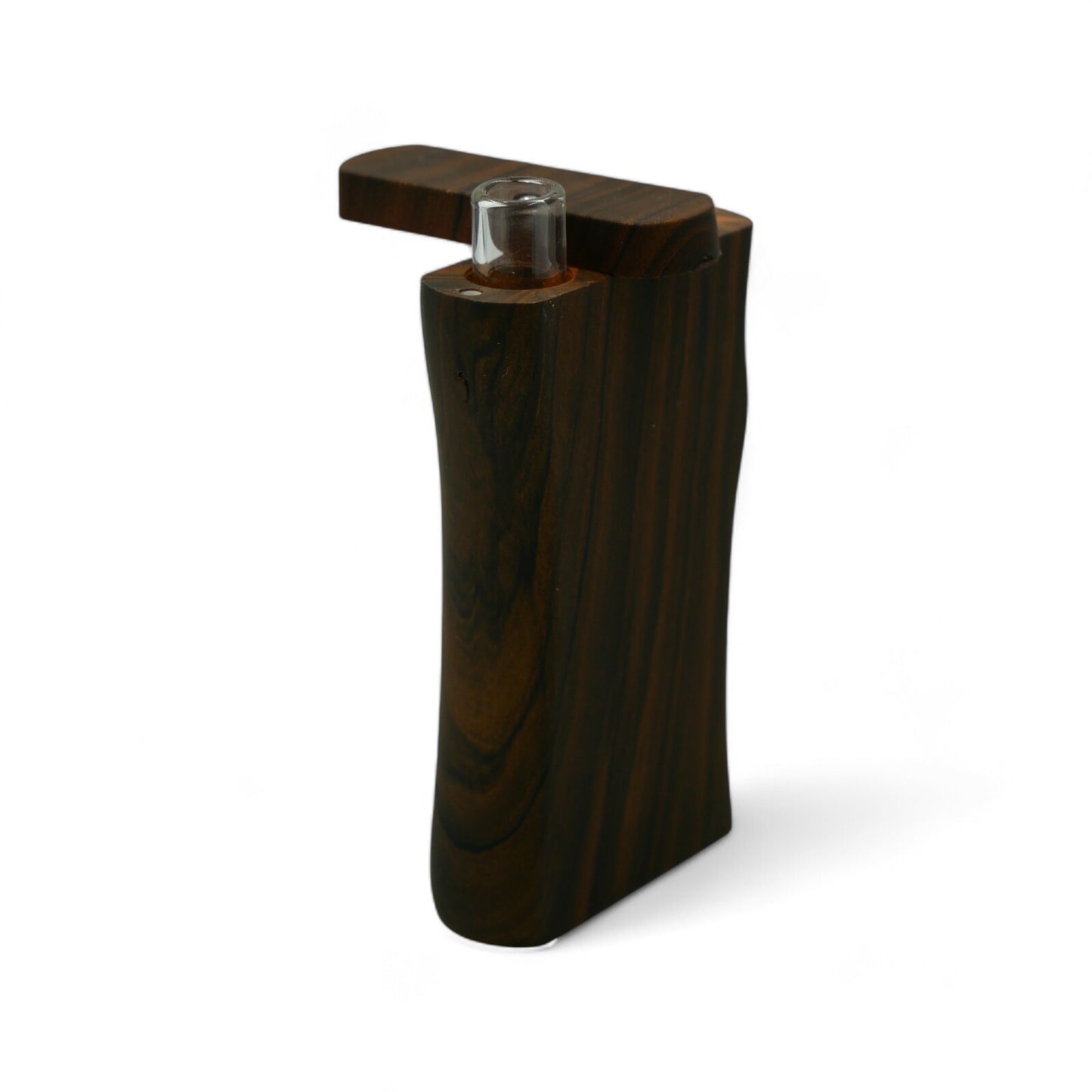 Wood Dugout with Glass One Hitter and Storage Compartment - Portable Smoking Pipe with Assorted Desi