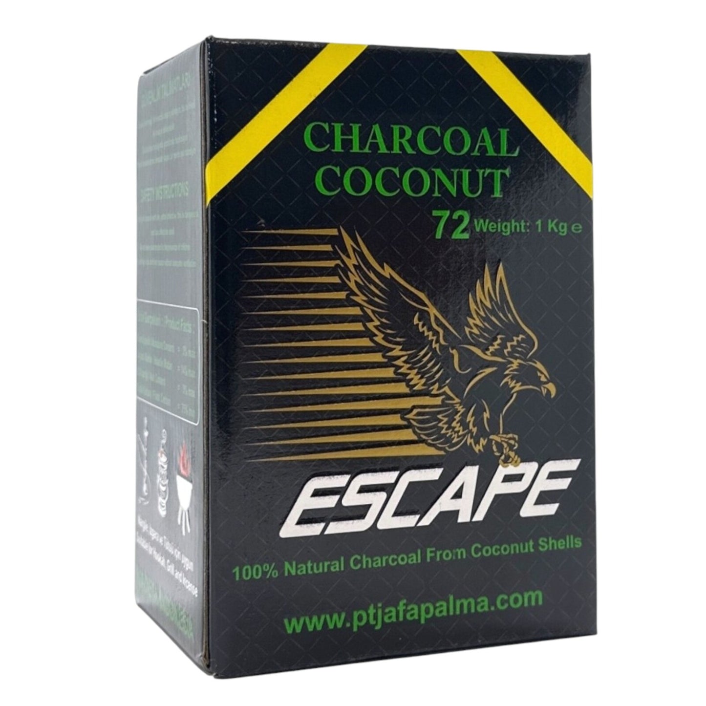 Escape Premium Coconut Charcoal 72 Pieces 1kg Natural for Hookah, Grill, Incense