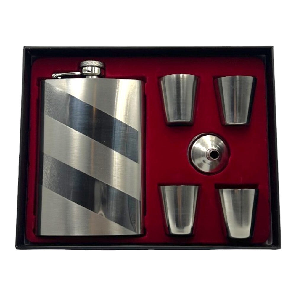 Stainless Steel Hip Flask and Shot Glass Gift Set 9oz