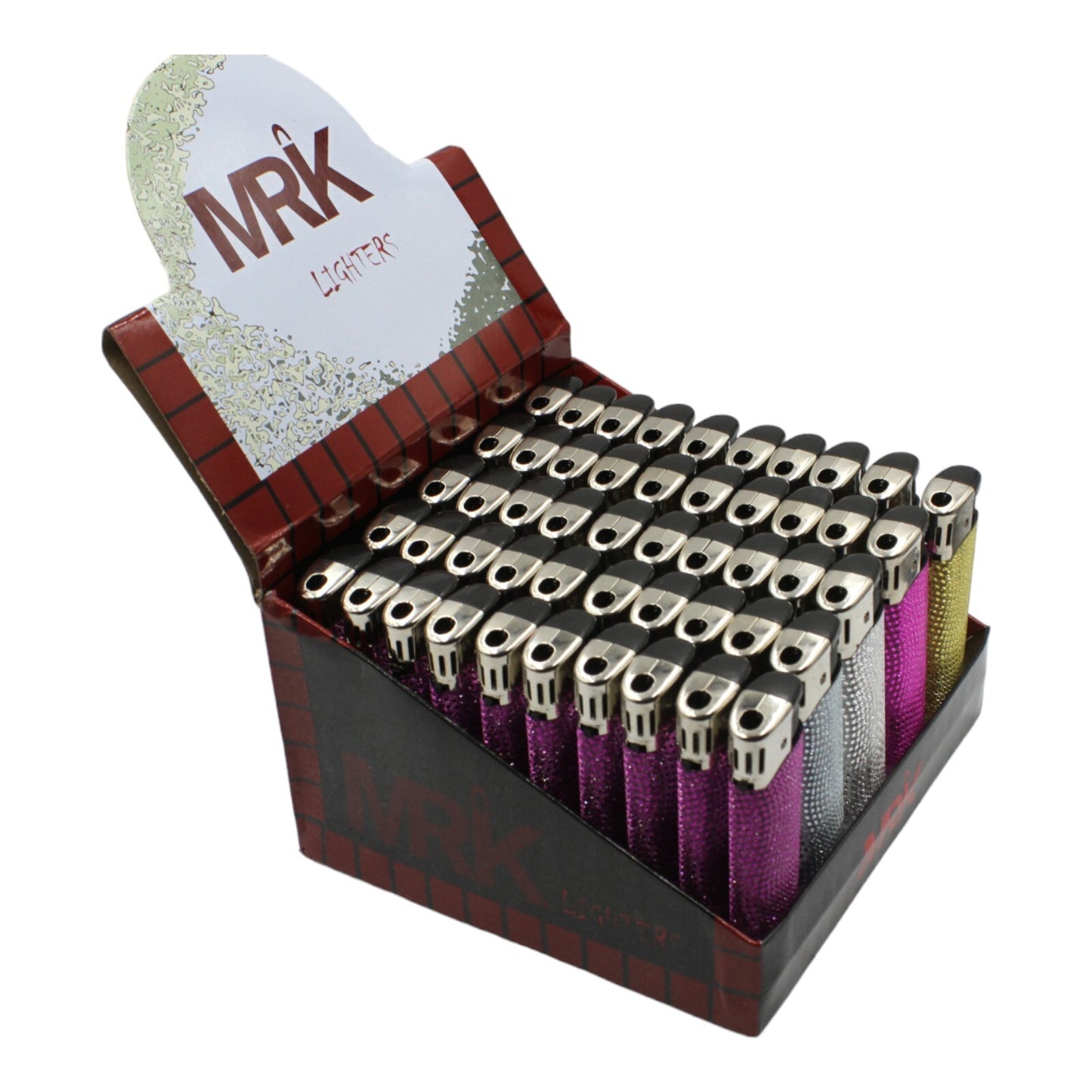 50x Metallic Glitter Gas Lighters + Adjustable Flame