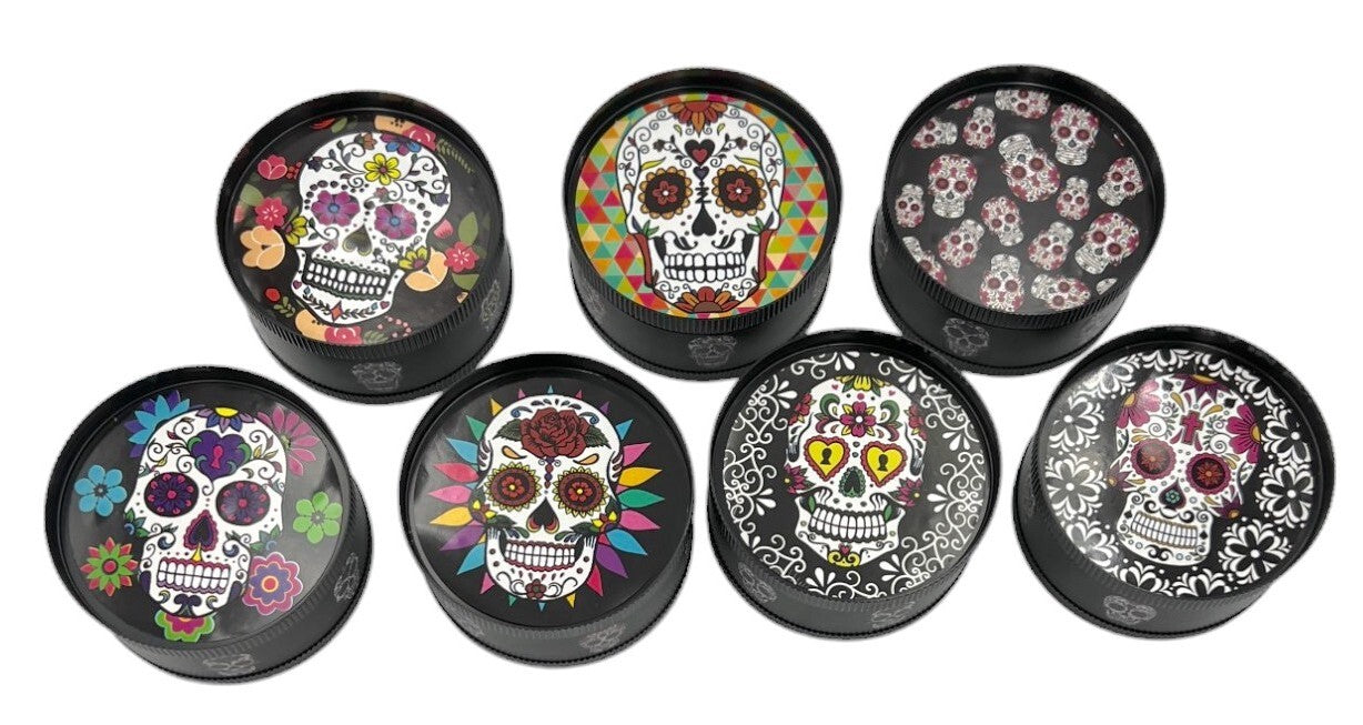 2.5cm Assorted Skull Herb Grinder 3 Layers Metal Crusher