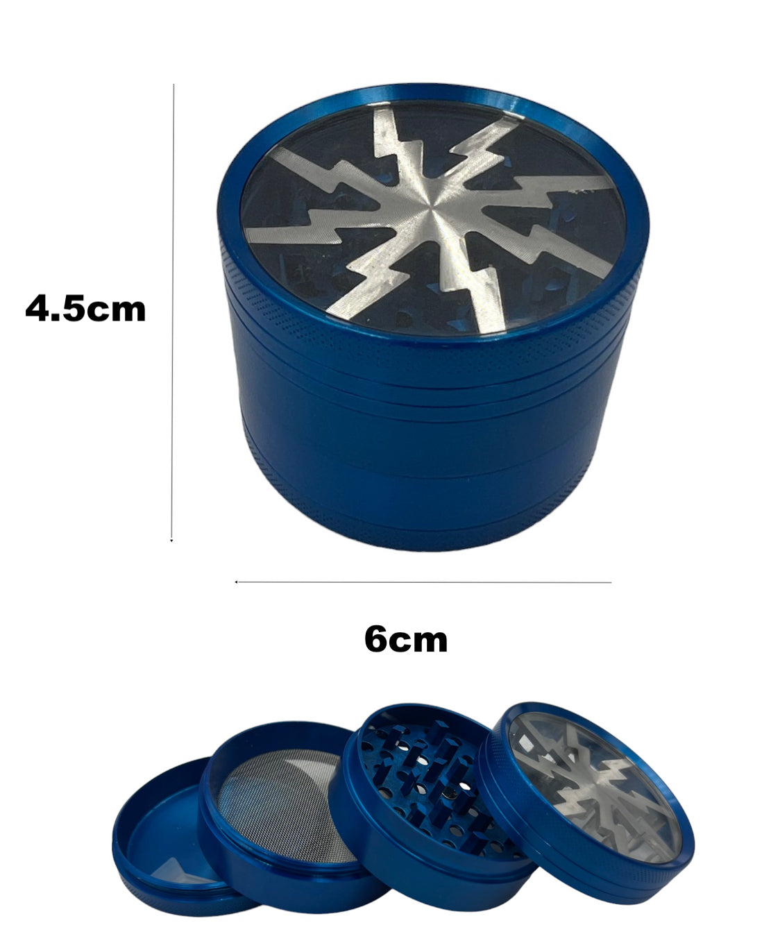 6cm Blue Herb Grinder 4 Layers Metal Crusher