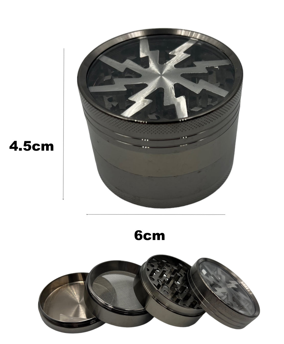 6cm Charcoal Herb Grinder 4 Layers Metal Crusher