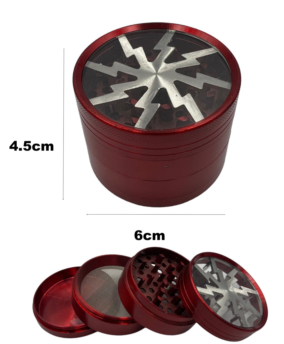 6cm Red Herb Grinder 4 Layers Metal Crusher