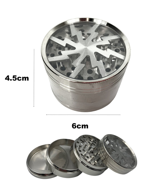 6cm Silver Herb Grinder 4 Layers Metal Crusher