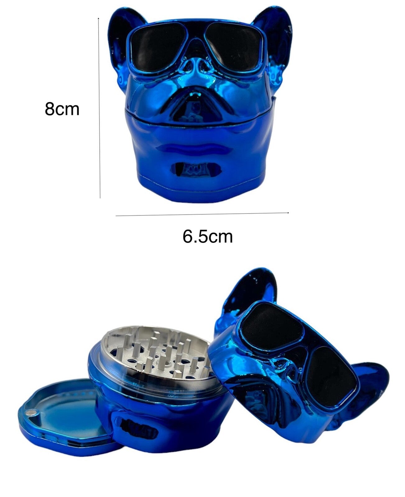 8cm Blue Dog Pup Herb Grinder 4 Layers Metal Crusher Gift