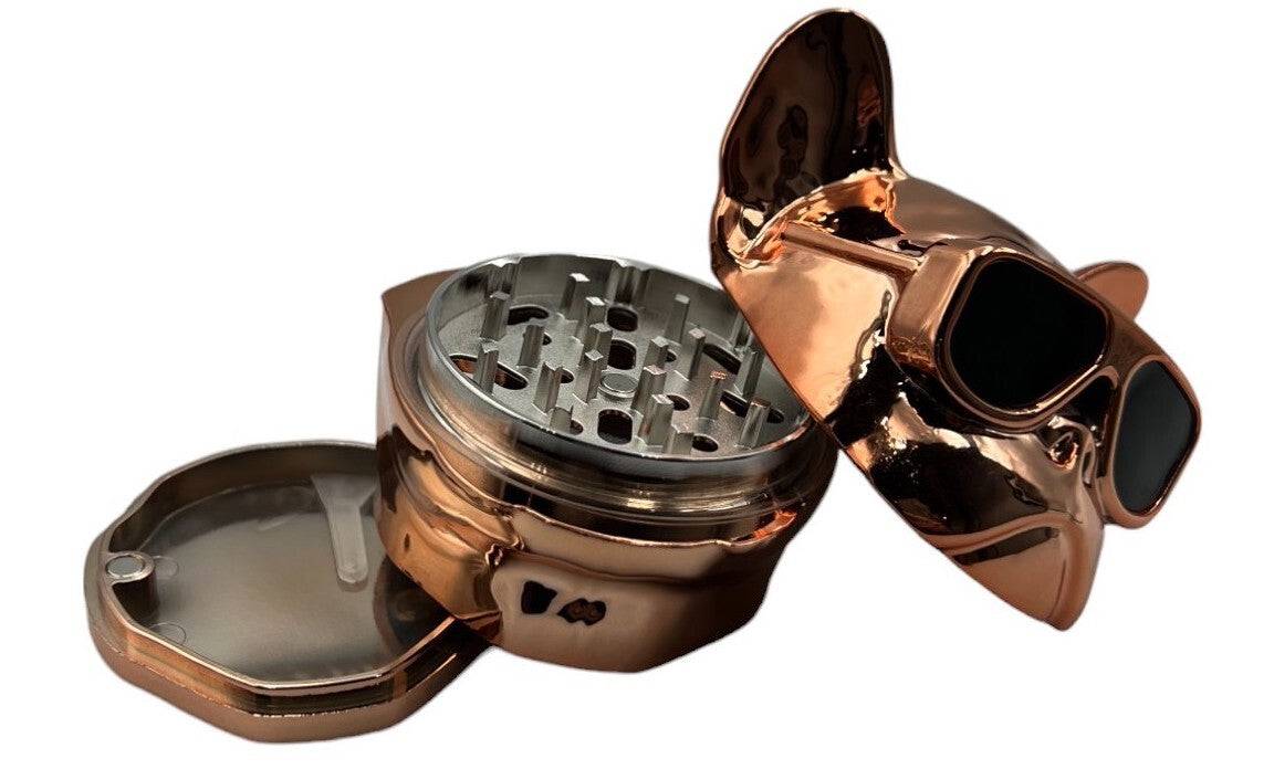 8cm Gold Dog Pup Herb Grinder 4 Layers Metal Crusher Gift