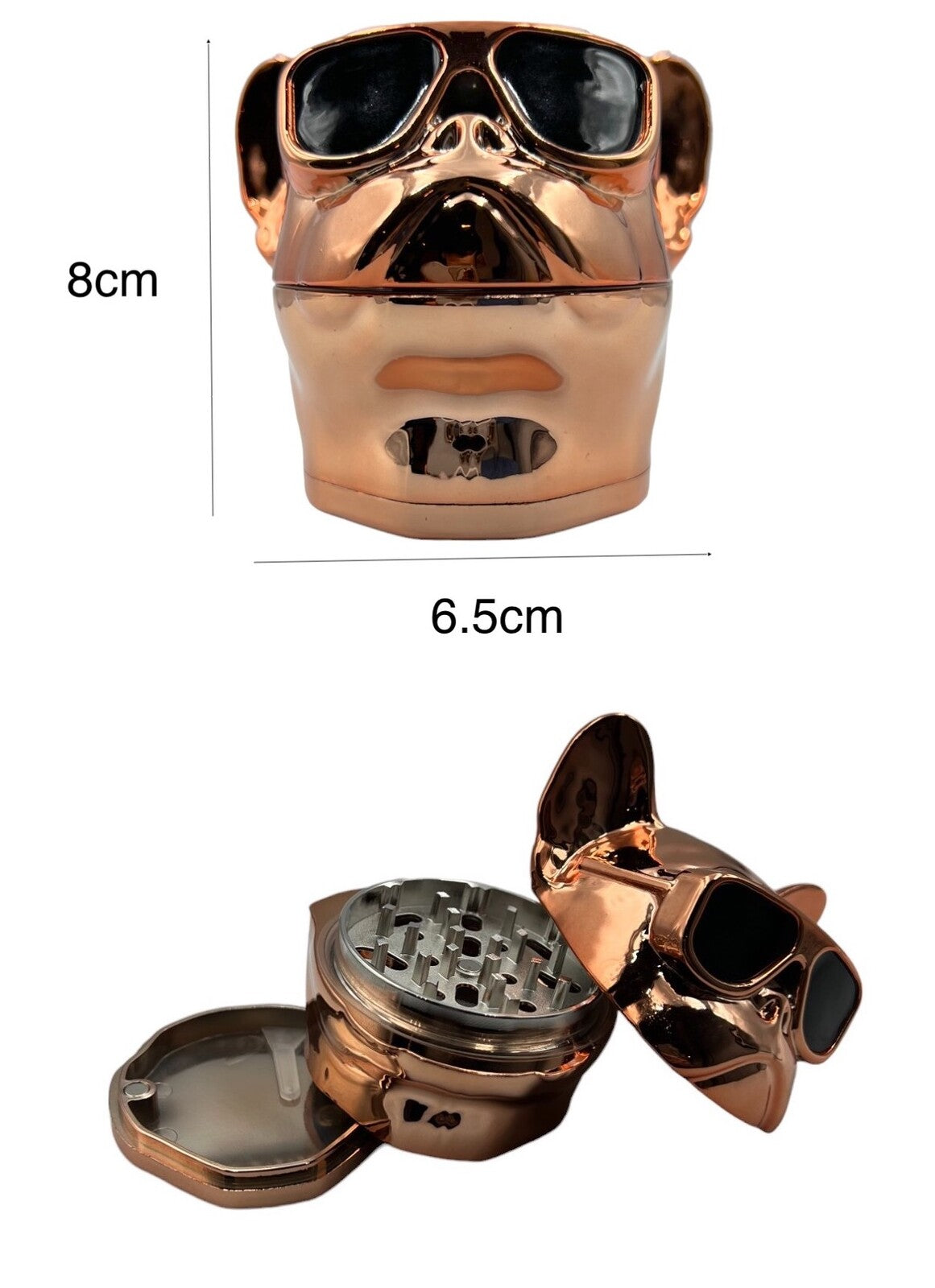 8cm Gold Dog Pup Herb Grinder 4 Layers Metal Crusher Gift