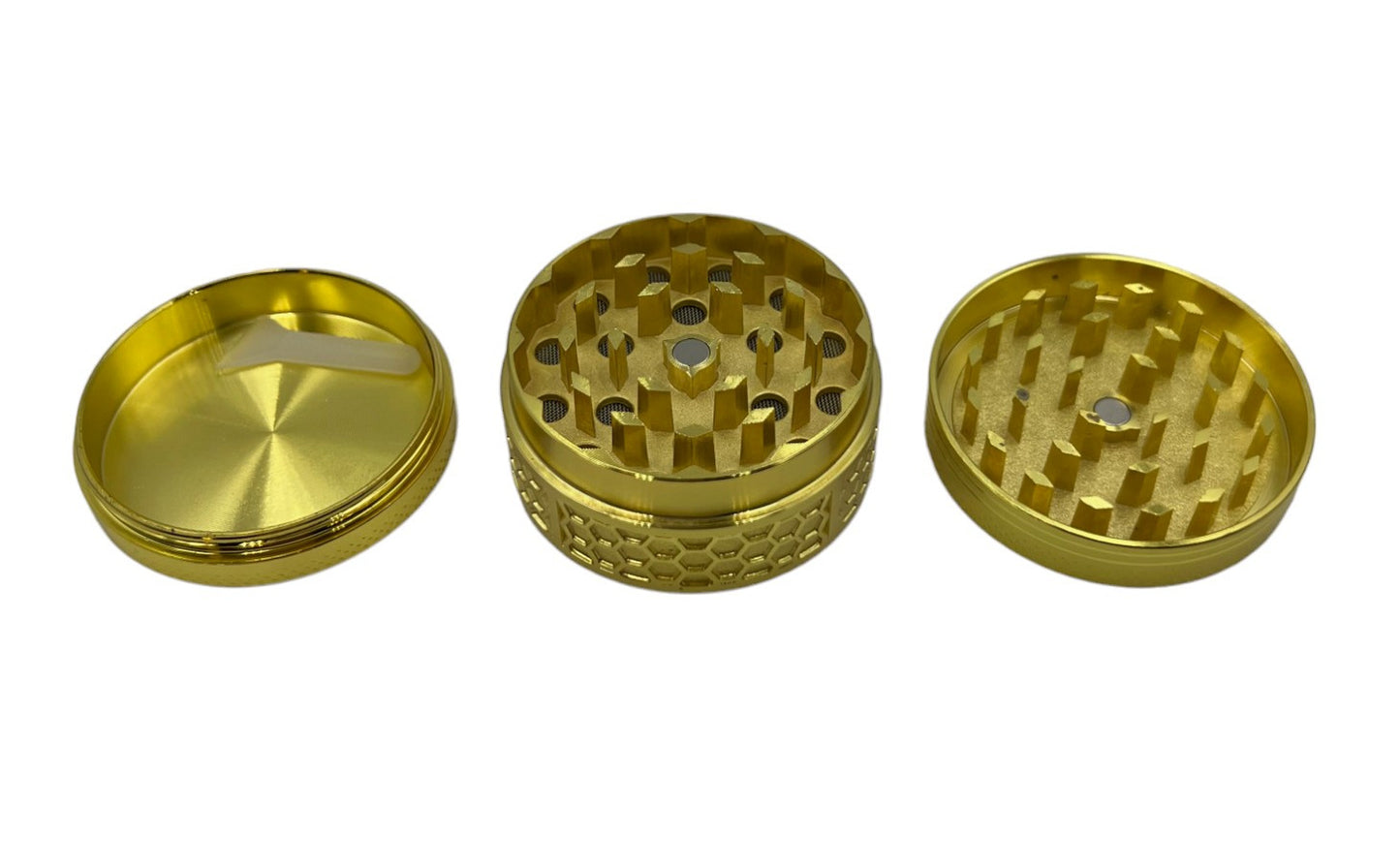 5cm Golden Honeycomb Herb Grinder 3 Layers Metal Crusher